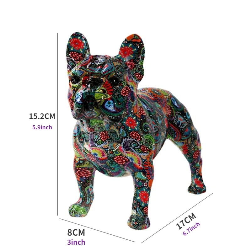 Colorful Standing French Bulldog Resin Statue Decoration, Pet Dog DIY Graffiti image 5