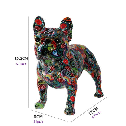 Colorful Standing French Bulldog Resin Statue Decoration, Pet Dog DIY Graffiti image 5