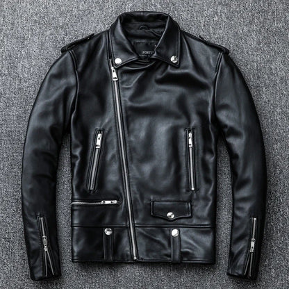 Spring Classical Perfecto Jacket Genuine Leather Motorcycle Jackets Men New Zea image 2