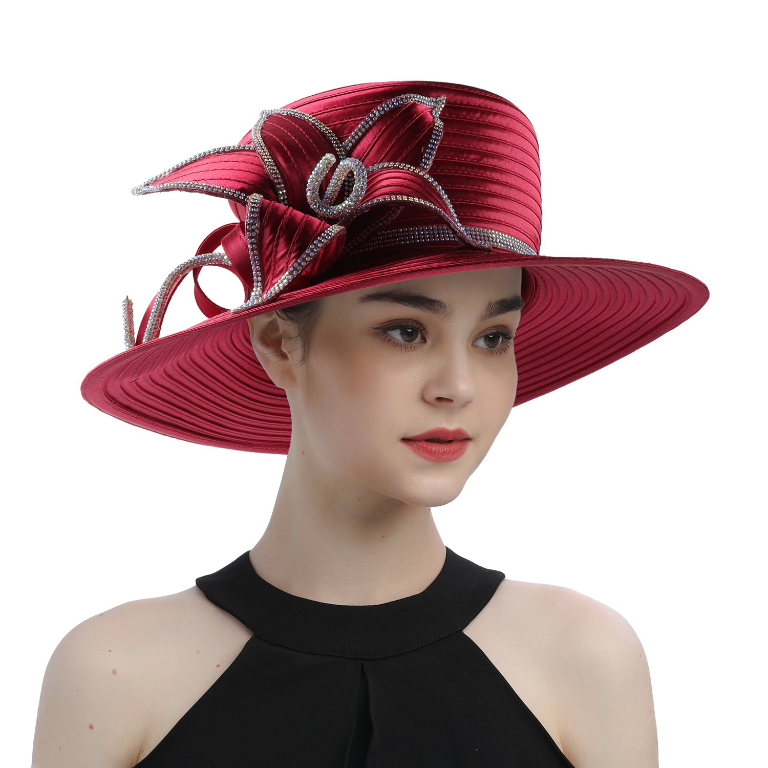 Perfect Most Popular Satin Cloth Church Hat Deluxe Unique Photography Wedding H image 48