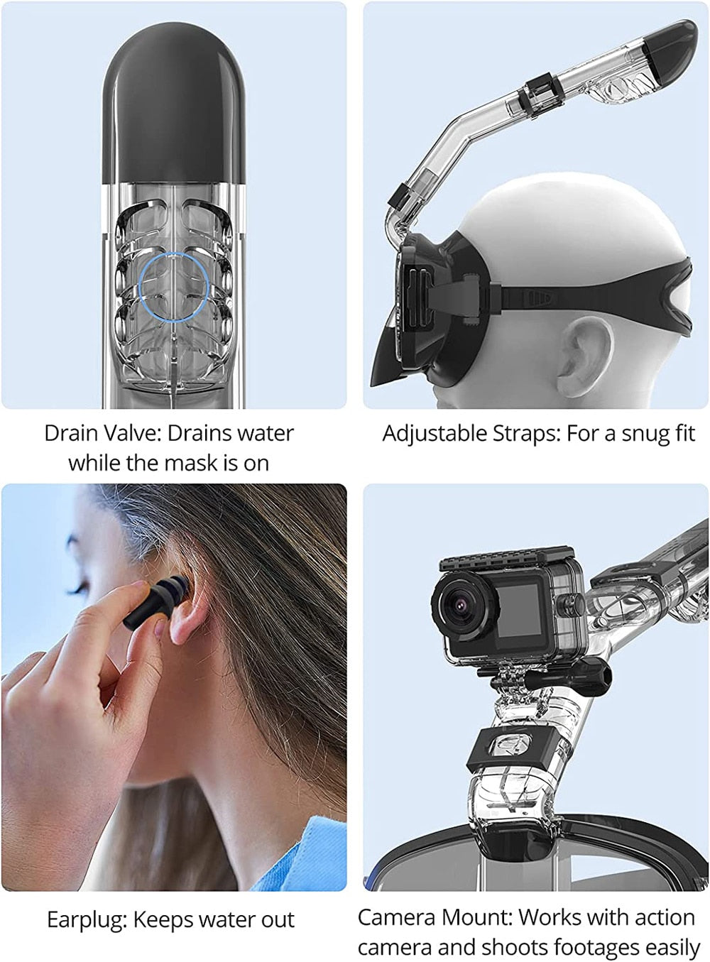 Diving Masks Foldable Anti-Fog Snorkel Mask Set with Full Dry Top System for Fr image 12