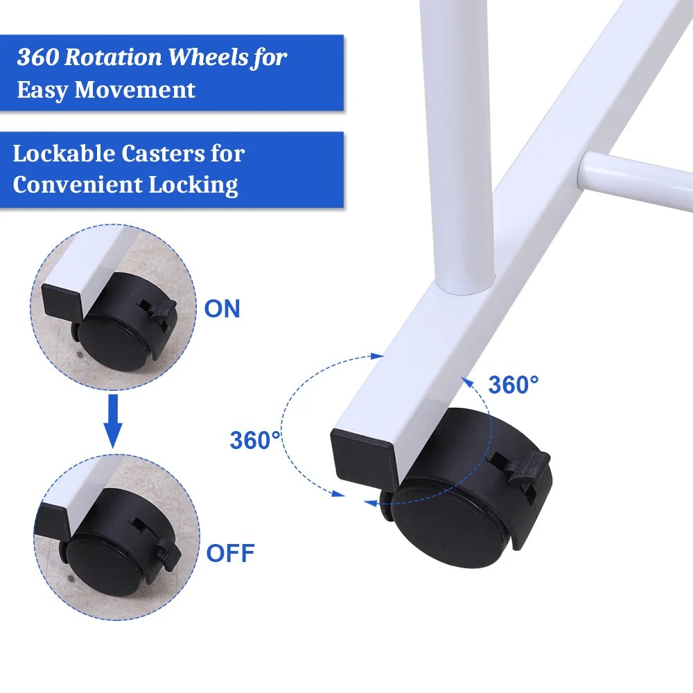 Heavy Duty Clothes Rack Garment Rail Rolling Stand Two Top Rod & Lower Storage image 6