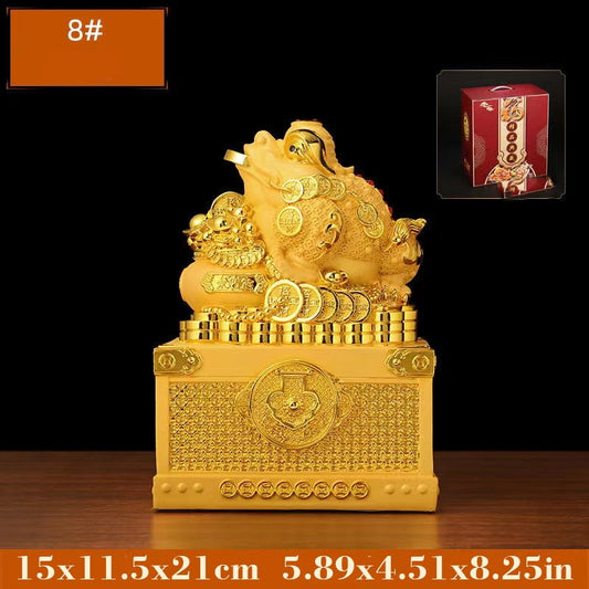Mascot Golden Toad Piggy Bank Large Capacity Fortune Gathering Box  Luxury Home image 0