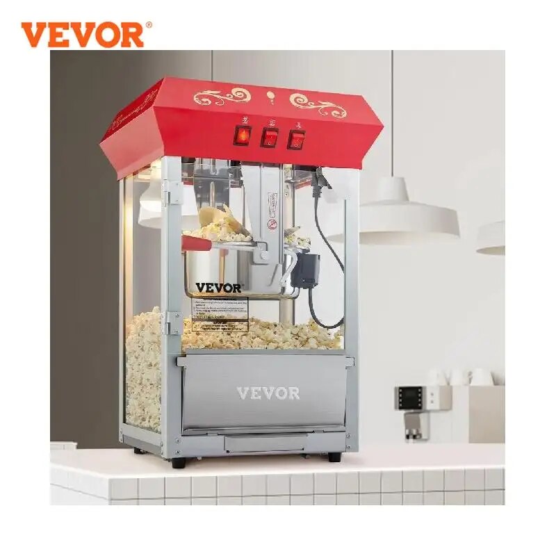 VEVOR 8/12Oz Electric Popcorn Maker Commercial Popper Machine  Automatic Corn C image 1