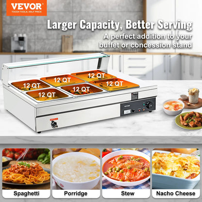 VEVOR Commercial Electric Soup Food Warmer with 3/6/10/12 Pans Stainless Steel image 6