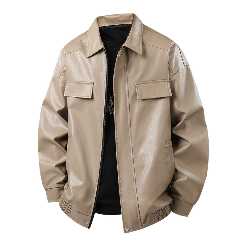 Men Fashion Trend Autumn Winter Outdoor Highquality Imitation Leather Jacket Co image 6