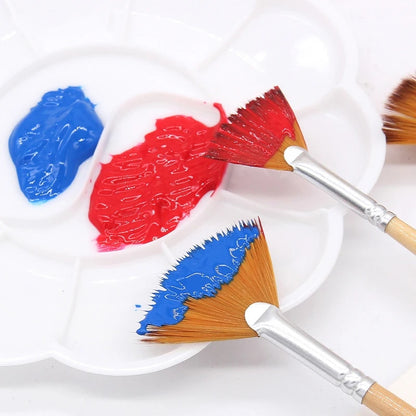 5Pcs/Set Creative Fan Shap Gouache Painting Pen High Quality Nylon Hair Wooden image 2