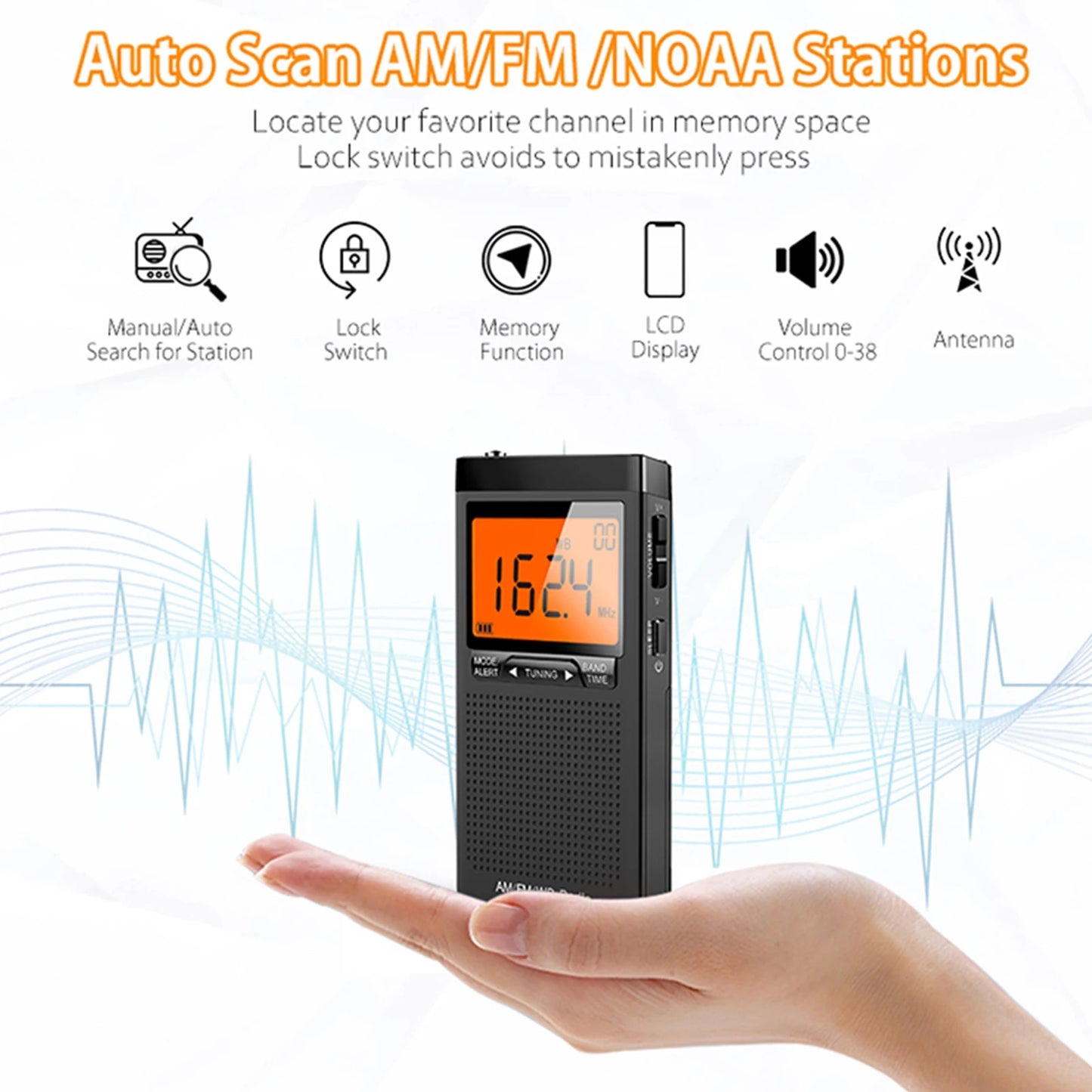 AM FM Radio Battery Operated Radio Portable Pocket Auto-Search Emergency image 6