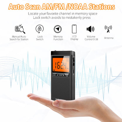 AM FM Radio Battery Operated Radio Portable Pocket Auto-Search Emergency image 6