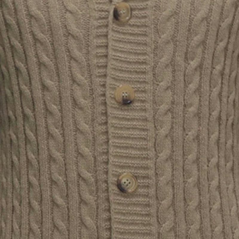 Men s Classic V-Neck Cable Knit Button Up Cardigan Sweater Long Sleeve Lapel Wi image 7