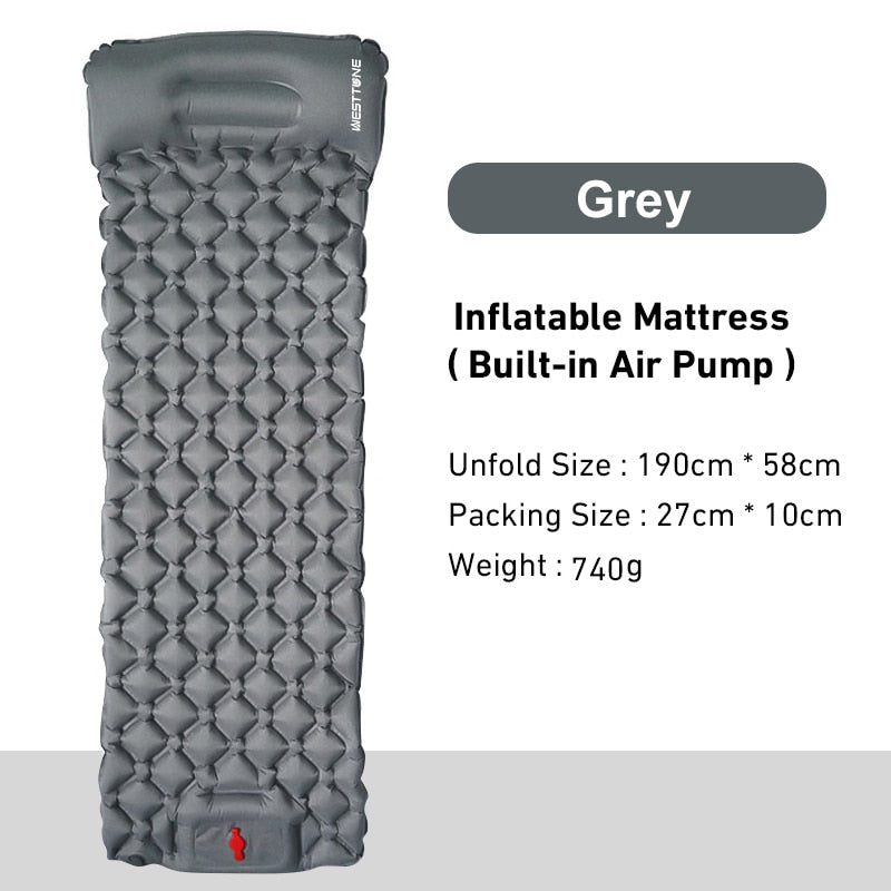 Outdoor Sleeping Pad Camping Inflatable Mattress Built-in Pump Ultralight Air C image 2