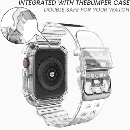 Clear Band + Case for Apple Watch 8 7 6 SE 5 3 2 Soft Transparent silicone Stra image 5