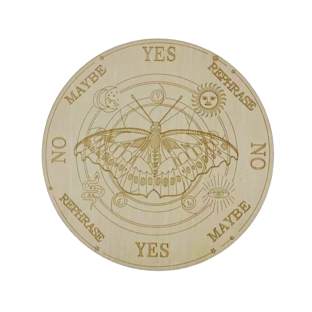 Wooden Pendulum Board with Moon Star Divination Healing Meditation Board Energy