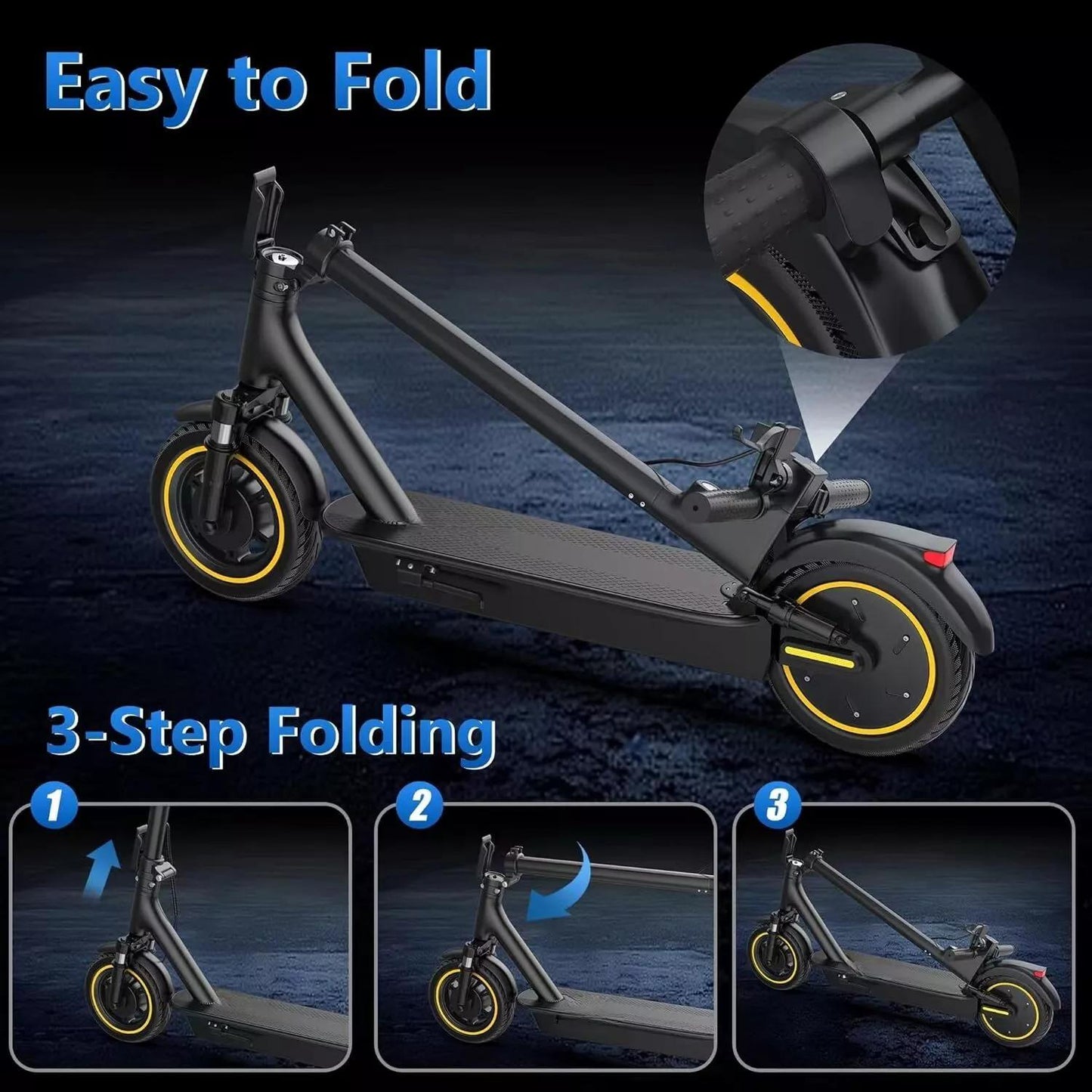 LADPED LPMAX 10" Solid tires Folding Electric Scooter 22MPH 500W 14.5AH 28Miles image 3
