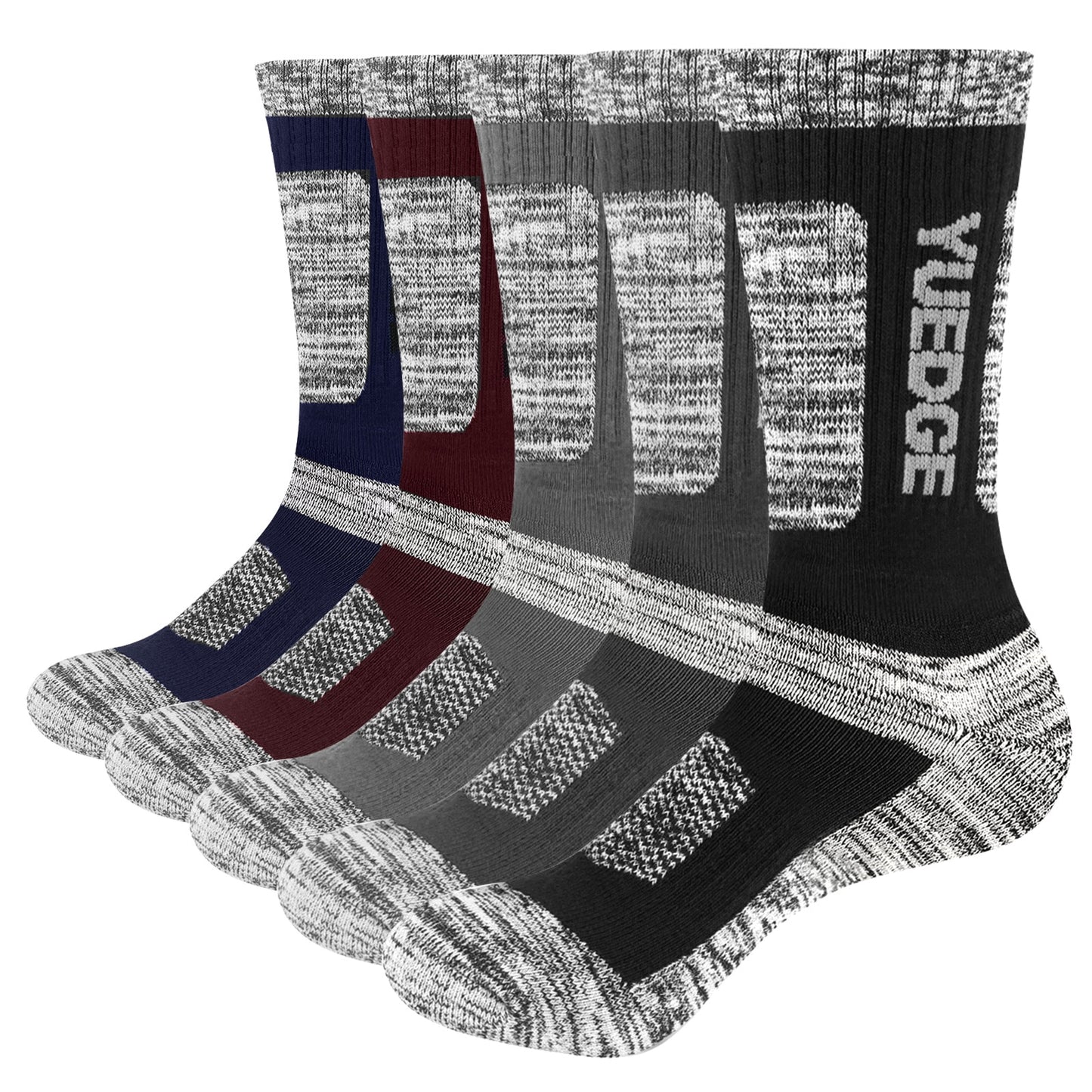 YUEDGE Men's Moisture Wicking Cushioned Thick Sports Athletic Crew Socks Mid Cal image 3