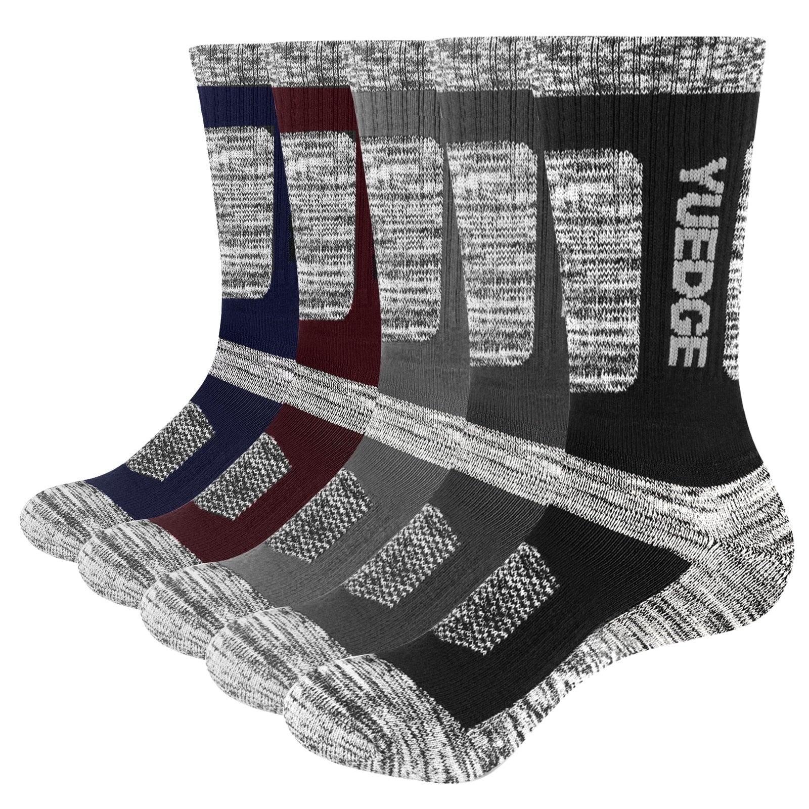 YUEDGE Men's Moisture Wicking Cushioned Thick Sports Athletic Crew Socks Mid Cal image 3