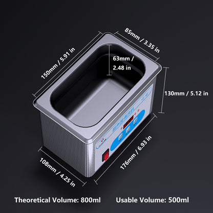 800ml Ultrasonic Cleaner 40kHz Ultra Sonic Cleaner with Timer Ultrasonic Jewelr image 6
