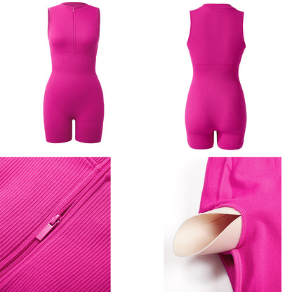 Spring Summer Sleeveless Jumpsuits Women Overalls Fashion Zipper O Neck Sporty image 4
