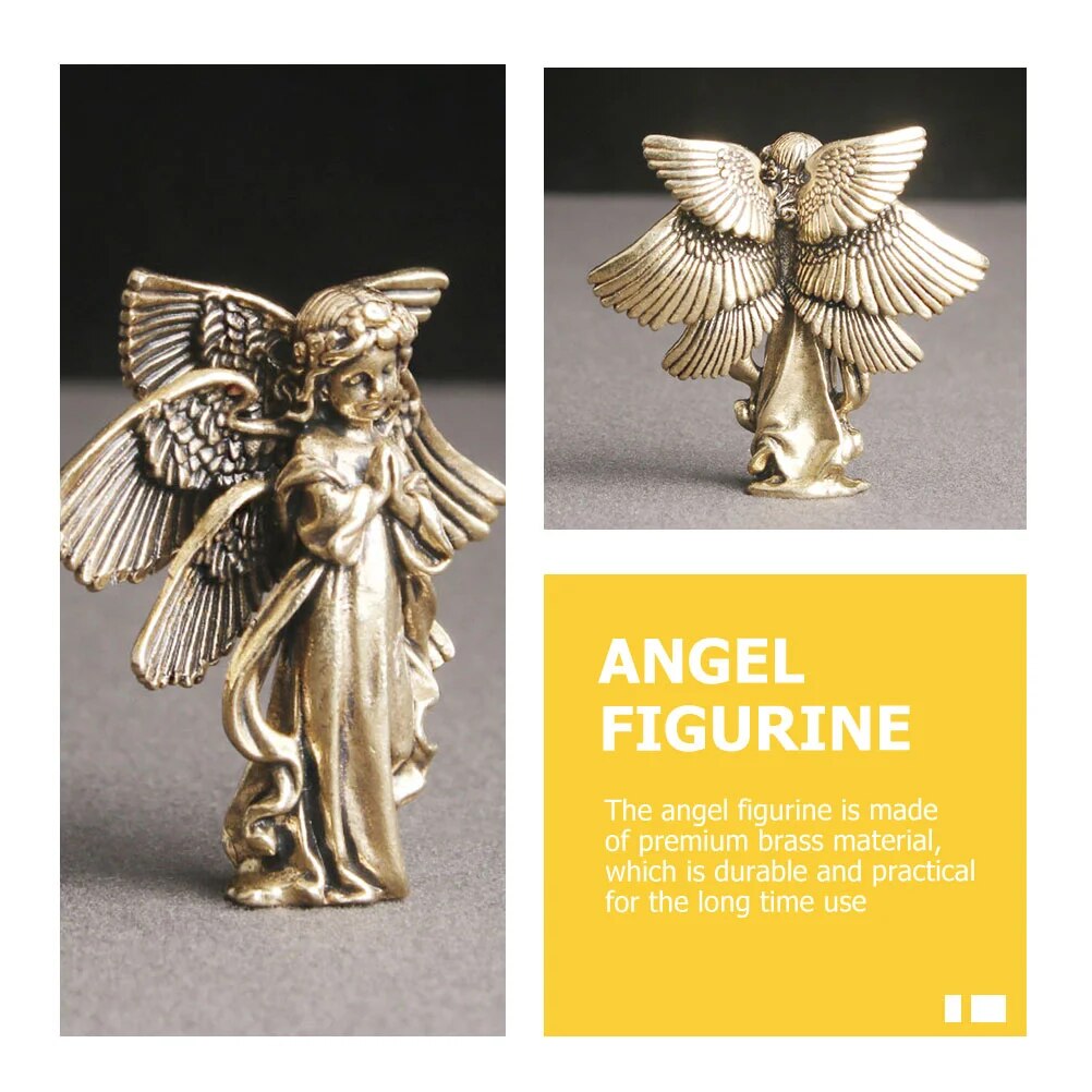 Brass Craft Angel Figurine Angel Statue Sculpture Small Cupid-shape Decoration image 2