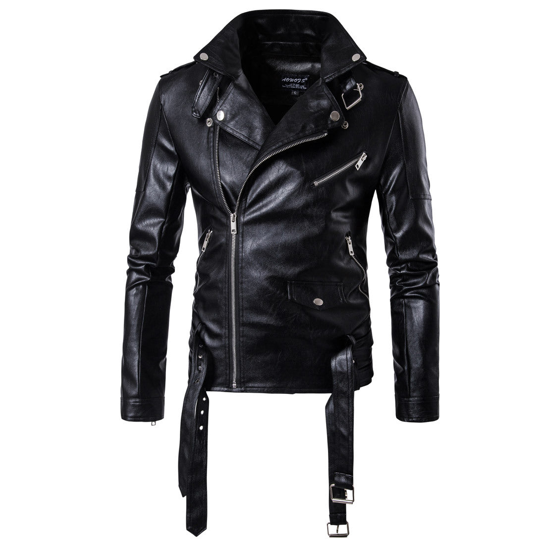 Men Faux Leather Coat Zipper Overcoat Motor Jacket Men's Bomber Jackets Fashion  image 3