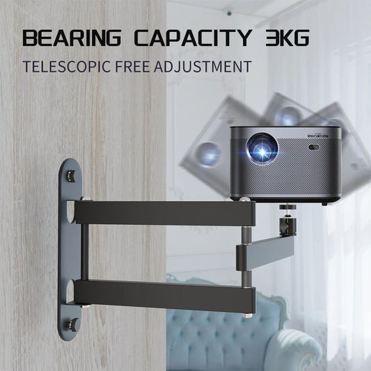 Projector Wall Mount Bracket Boom Arm Stand Aluminum Alloy for Universal 1/4 In