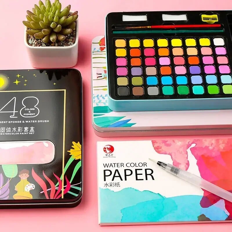 63 Pcs  Watercolor Paint Set 48 Colors Painting Set With Paint Brus image 5