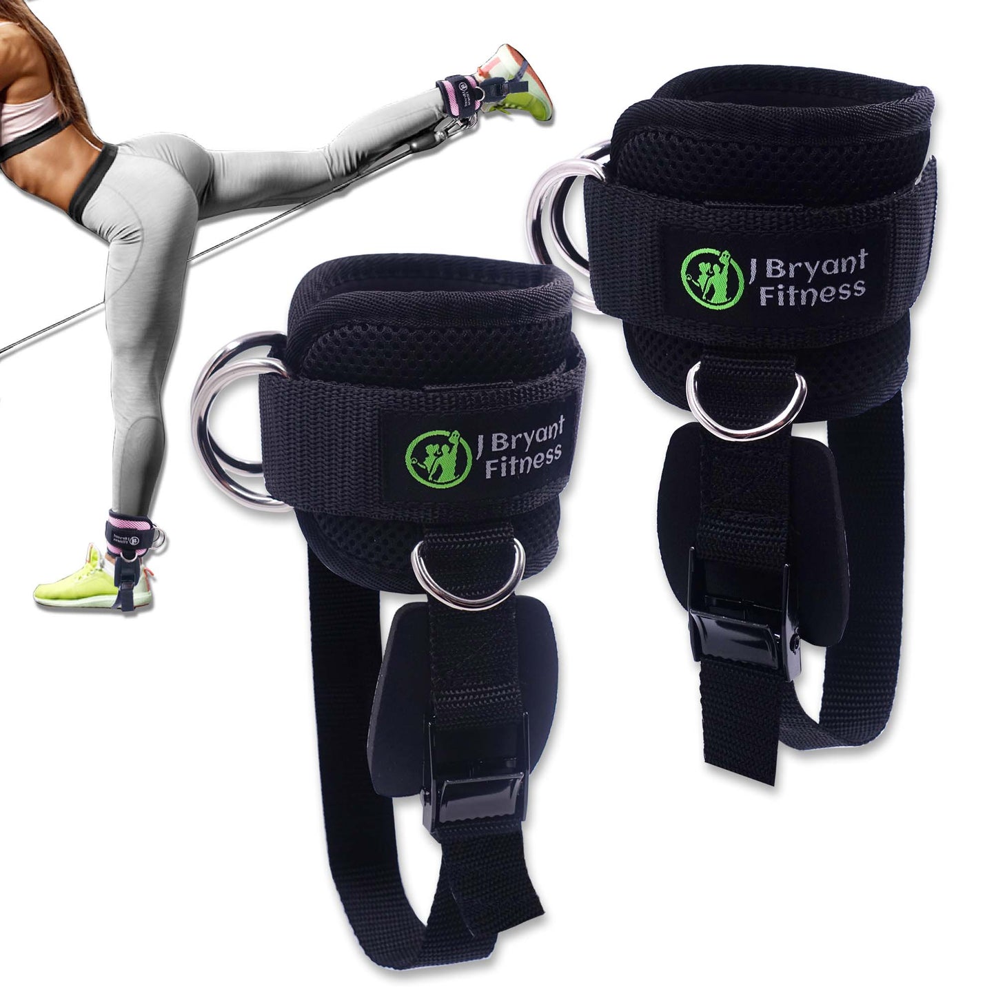 Fitness Adjustable Ankle Straps 4 D-rings for Cable Machines Comfort fit Neopre image 1