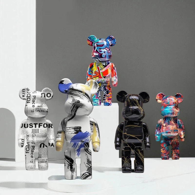 27cm Graffiti Bear Figurine Home Decoration Animal Statue Storage Money Jar Mod image 8