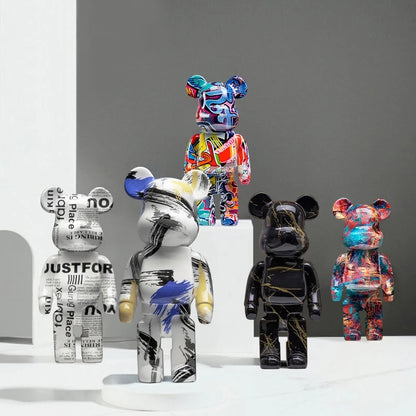 27cm Graffiti Bear Figurine Home Decoration Animal Statue Storage Money Jar Mod image 8