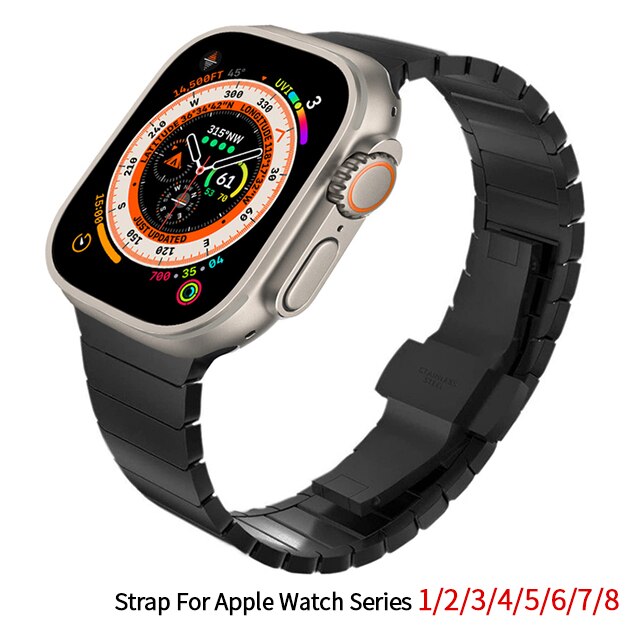 Luxury Stainless Steel Strap For Apple Watch Series 8 7 45mm 41mm 38 42 44 40 M image 0