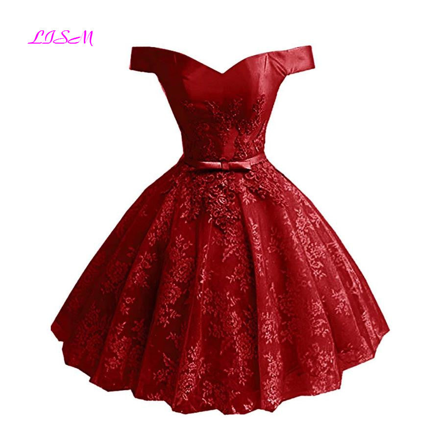 Off the Shoulder Mini Homecoming Dress Lace Applique Short Princess Prom Dresse image 5