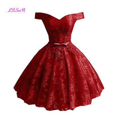Off the Shoulder Mini Homecoming Dress Lace Applique Short Princess Prom Dresse image 5