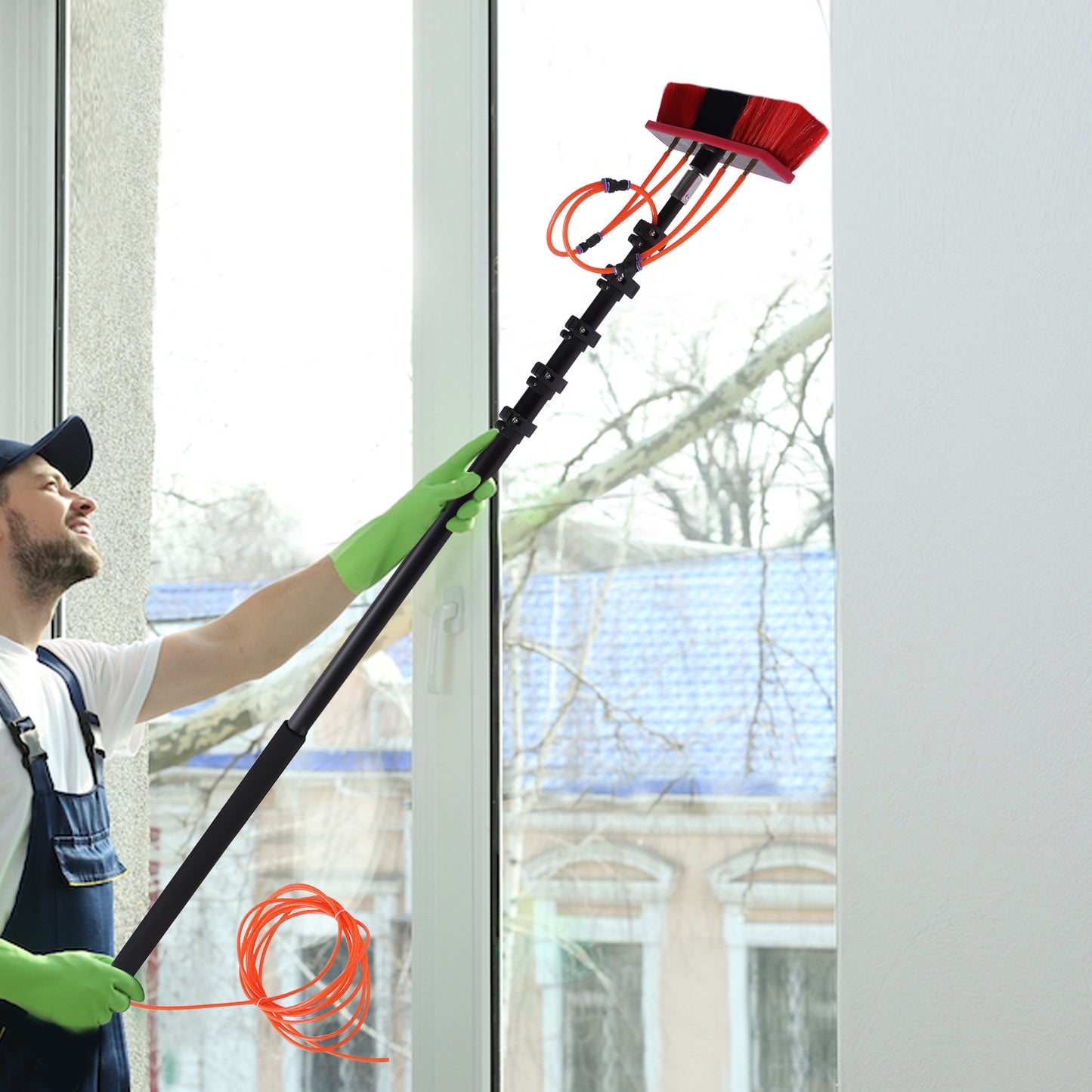 Water Fed Pole Kit, 20ft Length Water Fed Brush, Water Fed Cleaning System, Alu image 0