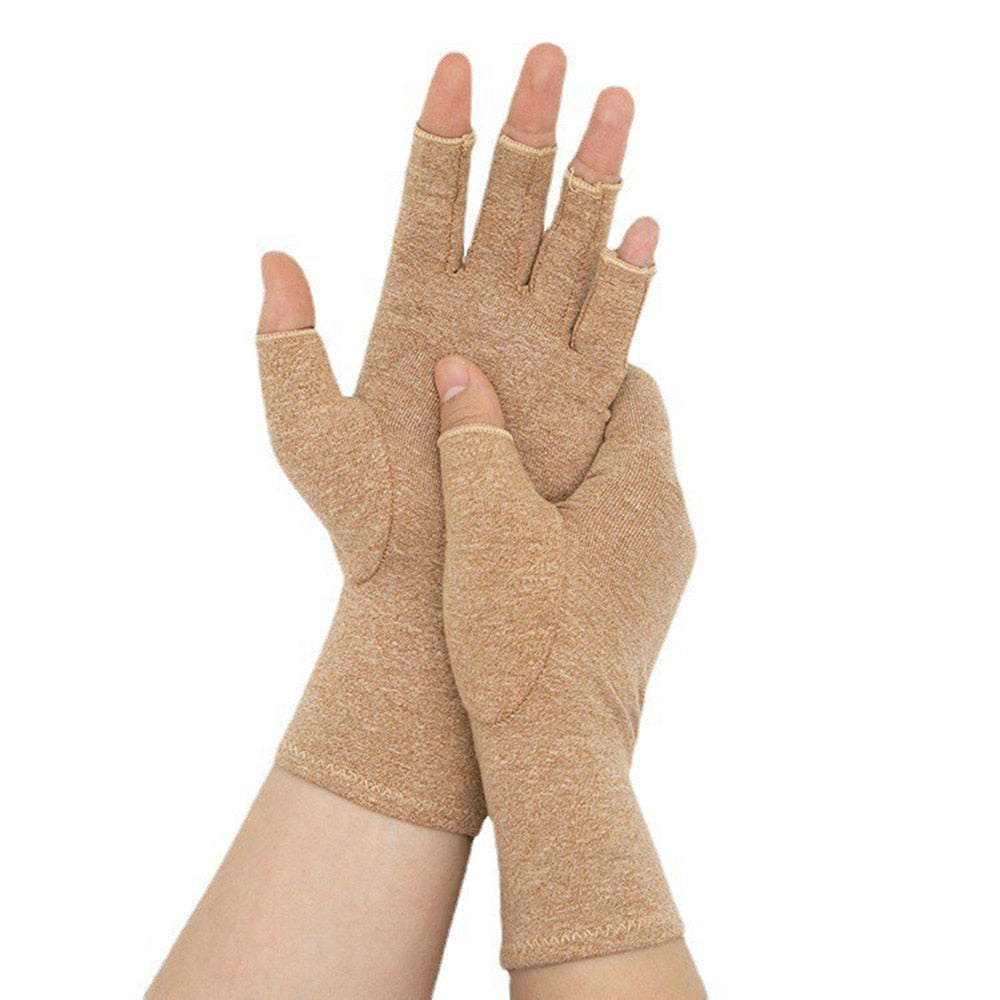 Compression Arthritis Gloves Wrist Support Therapy Wristband Half Finger Compre image 3