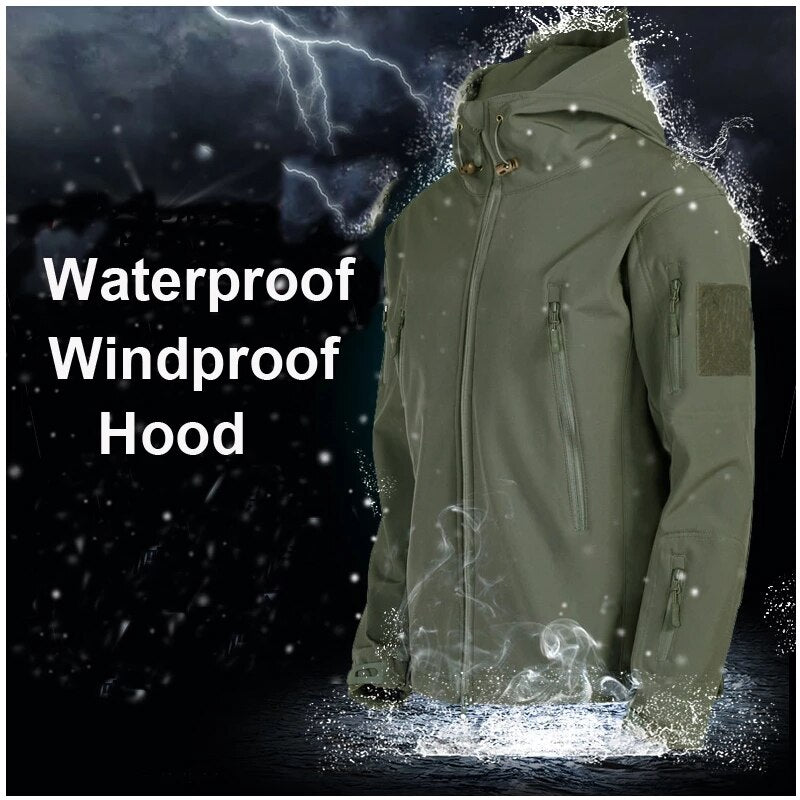 Winter Autumn Fleece Men Jacket Military Tactical Waterproof Suit Outdoor Fishi image 7