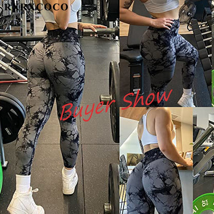 Tie Dye Women Leggings Pants Irregular High Waist Casual Fitness Yoga Pant Soli image 11