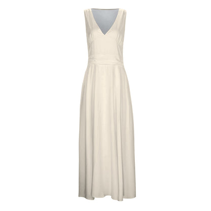 A Line Sleeveless White Dresses Woman Casual High Waist Slim Fit Large Swing Lo image 3