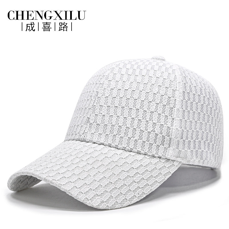 Hat Female Summer Thin Mesh Breathable Baseball Cap L Lace Plaid Korean Peaked image 3