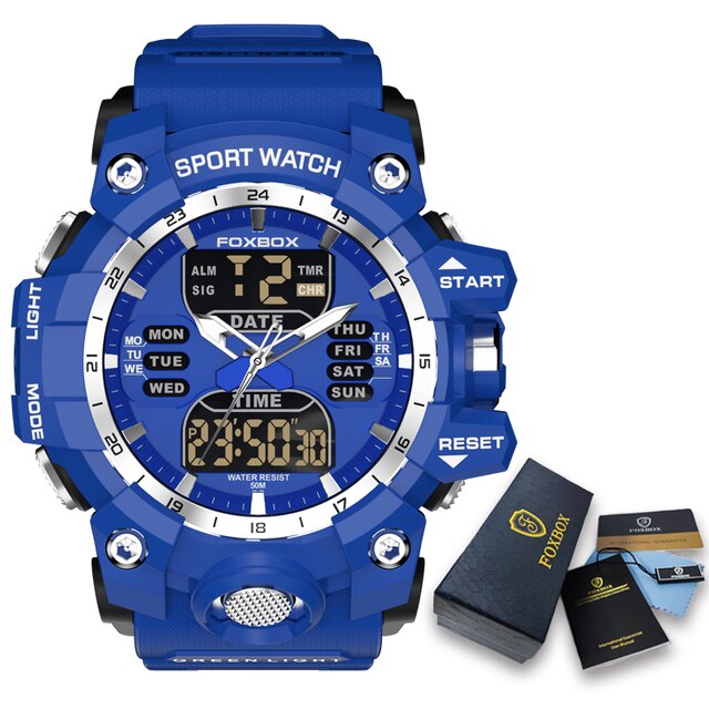 New Men Watch Dual Time LED Digital Watch for Men Waterproof Chronograph Quartz image 2