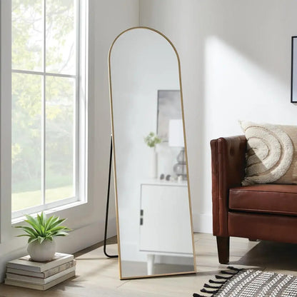Better Homes & Garden 17"x 58" Modern Arch Aluminum Floor Easel Mirror, Black image 1