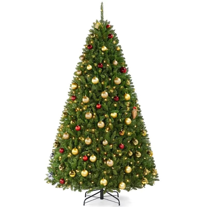 USA Essentials  Holiday Decoration 7.5ft Pre-lit  Artificial Christmas Tree Foldable image 1