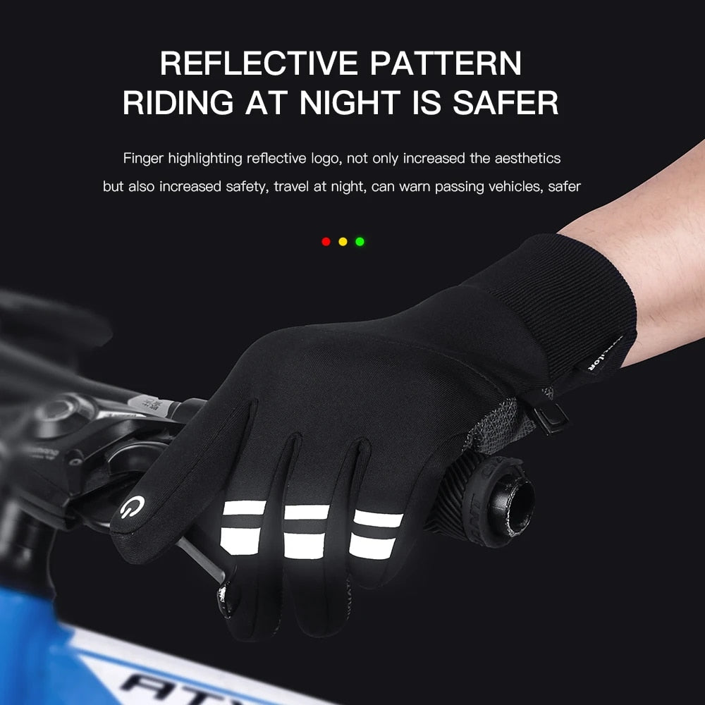 Winter Outdoor Cycling Gloves Thicken Warm Windproof Breathable Touch Screen Si image 5