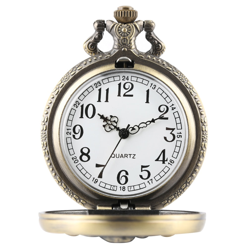 Vintage Bronze Christmas quartz pocket watch Men Women Necklace Wall Clock Arab image 3