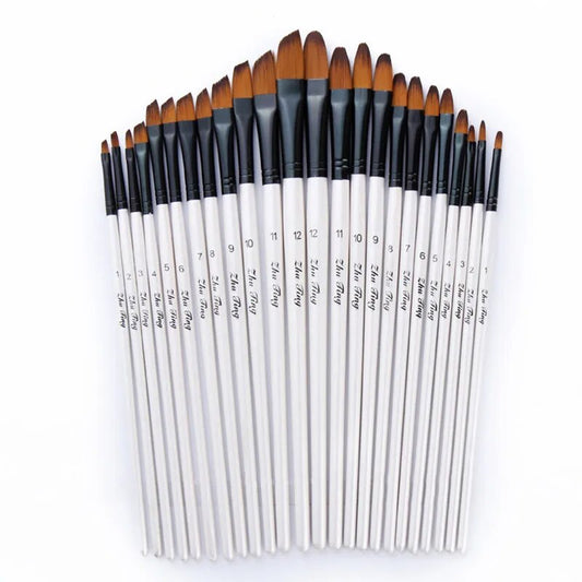 12 Pcs/set Nylon Hair Wooden Handle Watercolor Paint Brush Pen Set Learning DIY image 0