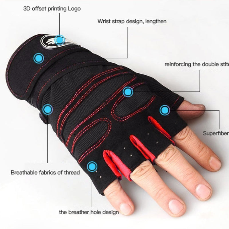 Fitness Half Finger Gloves Men And Women Wrist Guard Sports Dumbbell Riding Non image 4