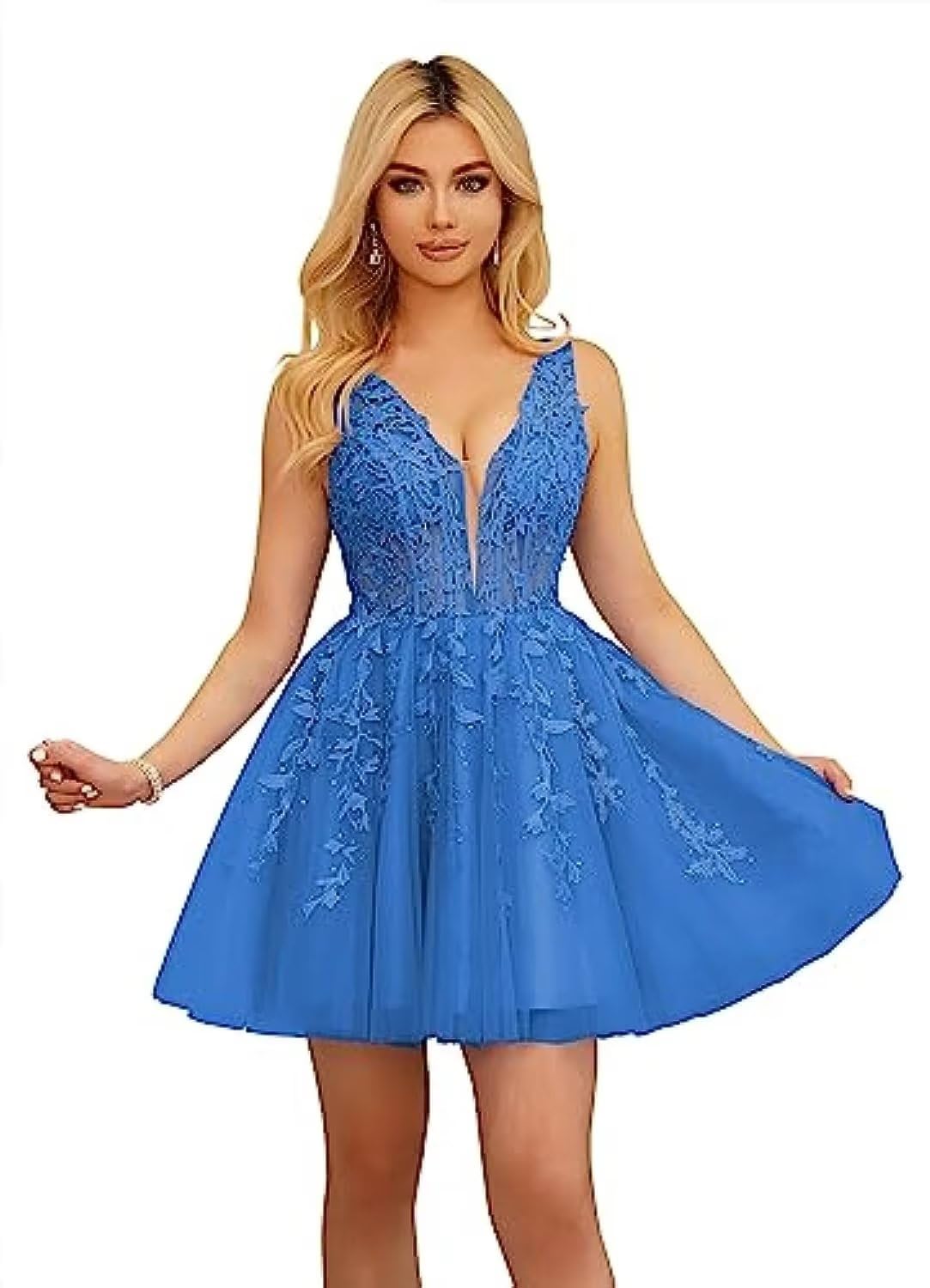  V-Neck Sleeveless Cocktail Party Dresses Appliques Beading A-Line Sho image 8