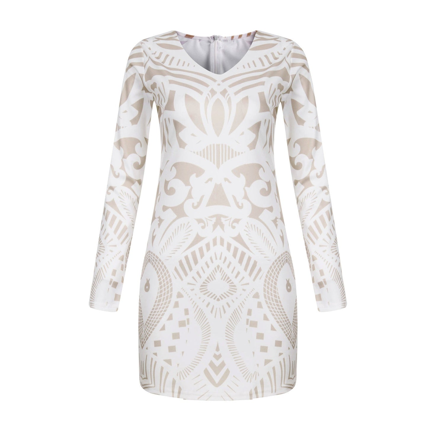 Party Sheath White Dress Women'spring  Slim Long Sleeve Embroidered