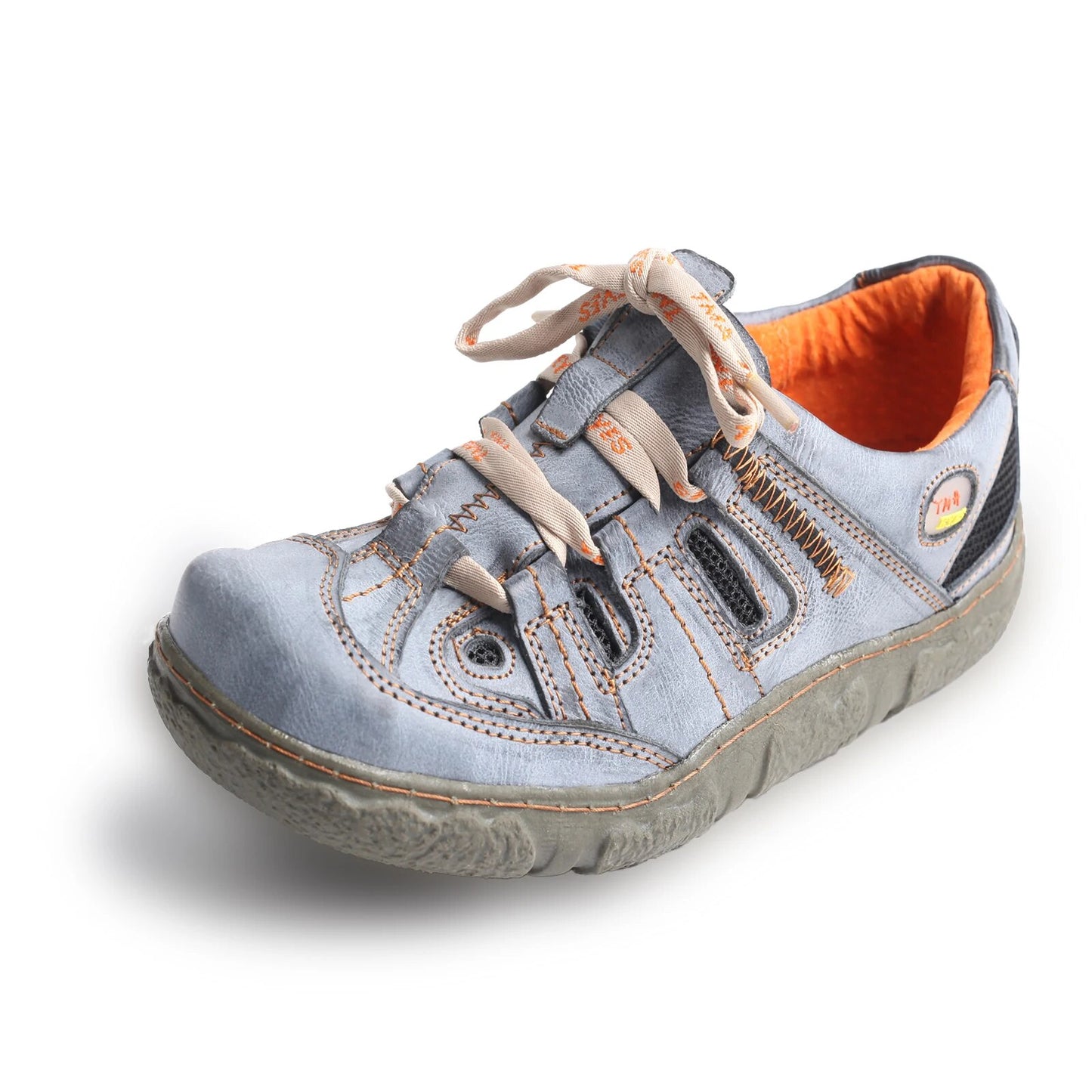 TMA EYES Women's Casual Lace-Up Breathable Mesh and Leather Sneaker image 3