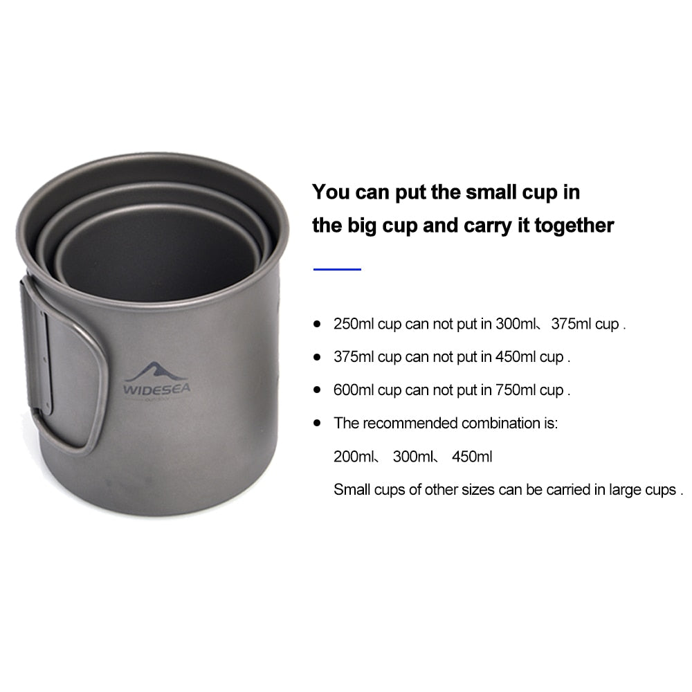 Widesea Camping Mug Titanium Cup Tourist Tableware Picnic Utensils Outdoor Kitc image 11