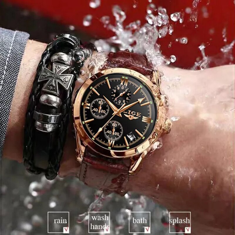 New Fashion Mens Watches Top Brand Luxury Military Quartz Watch Man Premium Lea image 6